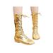 Woobling Boys Lightweight Dance Shoes Lace Up Jazz Boots Yoga Split Sole Gold 12C
