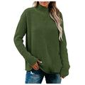 JDEFEG Petite Cardigan Coat Ladies Autumn and Winter Casual Solid Color Short Pullover Sweater Jacket Womens Green L