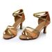 Ecqkame Women s Middle Heels Shoes Clearance Girl Latin Dance Shoes Med-Heels Satin Shoes Party Tango Dance Shoes Brown 37