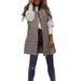 2DXuixsh Plus Size for Women Fall Clothes Women s Long Winter Vest Thin and Light Coat Casual Coat Slim Gilet Quilted Jacket Outdoor Winter Coat Vest with Pockets Womens Petite Coats Jackets Khaki L