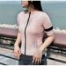 Pjtewawe Fleece Jacket Summer New Women s Cycling Clothing Short Sleeve Quick Drying Breathable Sports Tight Top Short Sleeve Compression Shirt