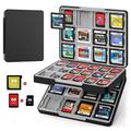 MoKo 60 Slots Game Card Case for Nintendo Switch/Switch OLED/3DS/2DS Portable 3DS Game Case 24 Slots for 3DSXL/DS/DSi Cards & 36 Slots for SD Cards w/ Magnetic Closure Black