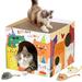 Oneisall Cardboard Cat Houses for Indoor Cats Cat House with 2 Story Cat Scratch Pads & 3 Mouse Toys 13.8 L x 13.8 W x 11.8 H Cardboard Cat Scratchers Bed Cat Play & Hideaway House for Small Cats