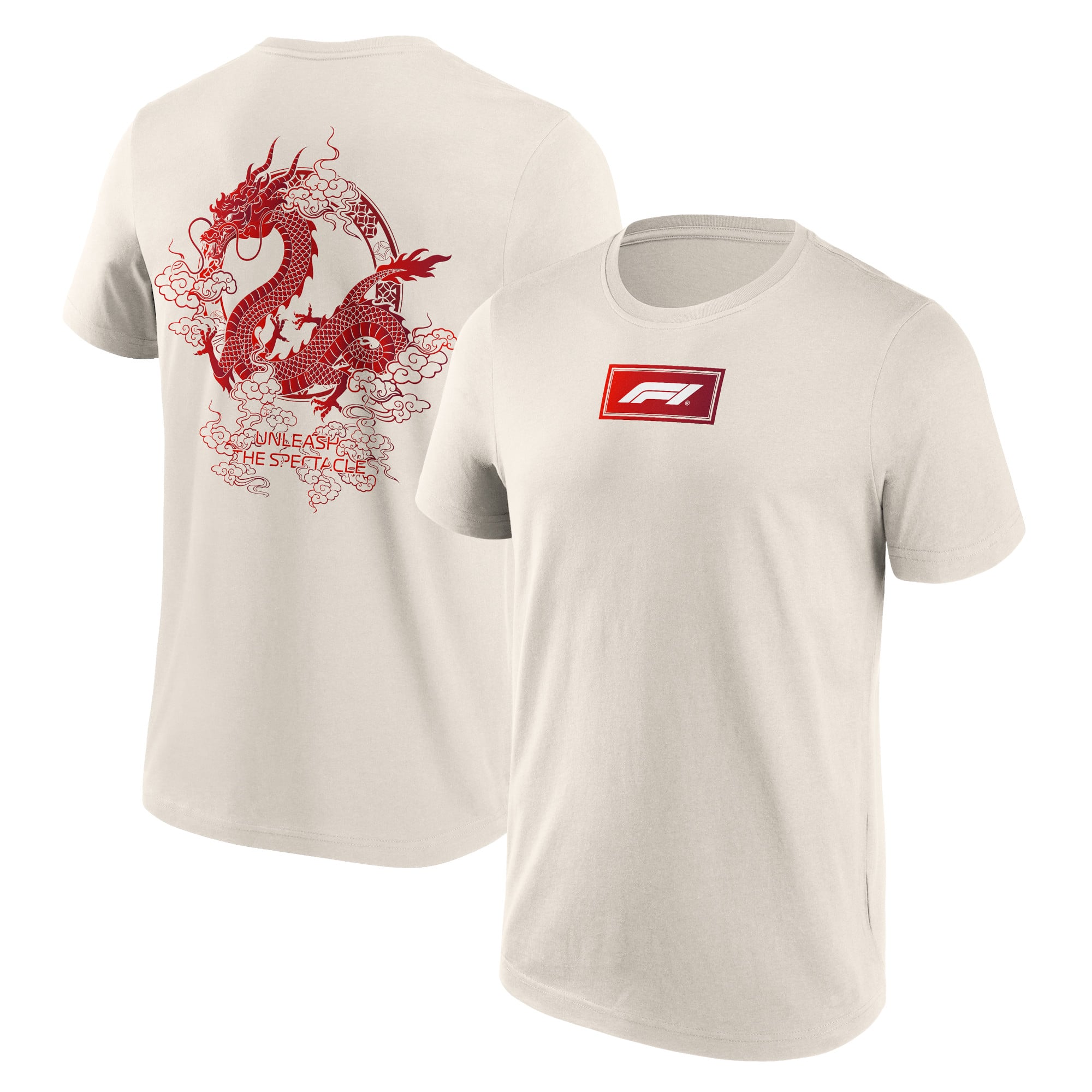 T-shirt graphique Formule 1 Unleash The Dragon - Blanc cassé - Unisexe - Homme Taille: XL
