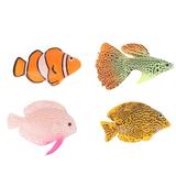 4 Pieces Luminous Aquarium Decorations Fake Fish Artificial Tropical Fish Decorative Night Fluorescence Simulated Ocean Tropical Fish Aquarium Landscaping Decoration Dynamic Virtual Ocean