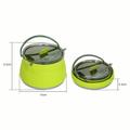 Foldable Portable Camping Cook Pot Saving Space Camping Cookware Pot Heat Resistant with Handle for Hiking Backpacking Tableware Fluorescent Green