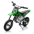 36V Electric mini dirt motorcycle Electric Kids Ride-On Motorcycle with Stepless variable speed drive and horn power display rate display Battery Powered Motor Bike for kids Disc brake Green