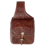 KK COMFYTACK Western Horse Leather Saddle Bag Heavyduty Floral Carved Mahogany