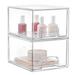 Vorey 2 Pack Stackable NG01 Makeup Organizer Storage Drawers Organizers Clear Plastic Storage Bins with Handles for Vanity Undersink Kitchen Cabinets Pantry Bathroom Organizers and Storage