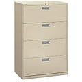 HON Brigade 600 Series 4 Drawer Lateral Legal or Letter File Cabinet in Putty