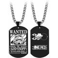 Anime One Piece Wanted Poster Pendant Necklace Titanium Steel Chain Manga Necklaces