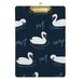 Cute Swan on Blue Clipboard Acrylic Clipboards Standard A4 Letter Size 12.5 X 9 with Retractable Hanging Tab Clip Board for Teacher Kids Students Office