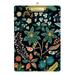 Colorful Flowers Floral Green Clipboard Acrylic Clipboards Standard A4 Letter Size 12.5 X 9 with Retractable Hanging Tab Clip Board for Teacher Kids Students Office