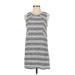Monteau Casual Dress - Shift: Gray Stripes Dresses - Women's Size Small