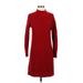 Ann Taylor LOFT Casual Dress - Sweater Dress: Red Dresses - Women's Size X-Small