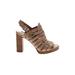 Franco Sarto Heels: Tan Print Shoes - Women's Size 6 - Open Toe