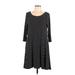 Nina Leonard Casual Dress - A-Line Scoop Neck 3/4 sleeves: Black Print Dresses - Women's Size Large