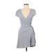 Brandy Melville Casual Dress - Mini V-Neck Short sleeves: Gray Dresses