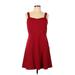 INC International Concepts Casual Dress - Fit & Flare: Red Solid Dresses - Women's Size Large