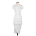 James Perse Casual Dress - Bodycon Crew Neck Short sleeves: Ivory Print Dresses - Women's Size Small