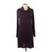 Market and Spruce Casual Dress - Sweater Dress High Neck Long sleeves: Burgundy Solid Dresses - Women's Size Medium