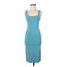 House of Harlow 1960 Casual Dress - Sheath Square Sleeveless: Teal Solid Dresses - Women's Size Medium