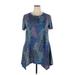 Fashion Casual Dress - A-Line High Neck Short sleeves: Blue Dresses - Women's Size 2X-Large