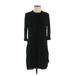 H&M Casual Dress - Mini High Neck 3/4 sleeves: Black Solid Dresses - Women's Size 4
