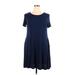 KORSIS Casual Dress - Mini Scoop Neck Short sleeves: Blue Solid Dresses - Women's Size X-Large