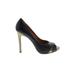 Ann Taylor Heels: Pumps Stiletto Cocktail Black Solid Shoes - Women's Size 8 1/2 - Peep Toe