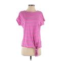 Lauren by Ralph Lauren Short Sleeve T-Shirt: Pink Stripes Tops - Women's Size Medium