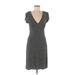 Ann Taylor Casual Dress V-Neck Short sleeves: Gray Dresses - Women's Size 8