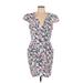 Shein Casual Dress - Mini V-Neck Short sleeves: Ivory Floral Dresses - Women's Size Large