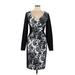 Stella McCartney Cocktail Dress - Sheath V Neck 3/4 sleeves: Black Floral Dresses - Women's Size 48