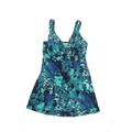 Lands' End Swimsuit Top Blue Print V Neck Swimwear - Women's Size 16