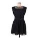 Loeffler Randall Casual Dress - A-Line: Black Grid Dresses - Women's Size 8