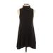 Anthropologie Casual Dress - Mini Turtleneck Sleeveless: Black Print Dresses - Women's Size Small