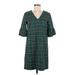 Draper James Casual Dress - Mini V Neck 3/4 sleeves: Green Print Dresses - Women's Size 4