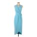 Ramy Brook Casual Dress - Wrap V Neck Sleeveless: Blue Print Dresses - Women's Size Medium