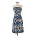 White House Black Market Casual Dress - A-Line Strapless Sleeveless: Blue Dresses - Women's Size 0