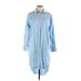 Fashion Nova Casual Dress - Shirtdress Collared 3/4 sleeves: Blue Print Dresses - Women's Size Large