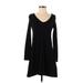 Express Casual Dress - Mini V Neck Long sleeves: Black Solid Dresses - New - Women's Size X-Small