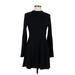 Love, Fire Casual Dress - A-Line High Neck Long sleeves: Black Print Dresses - Women's Size Large