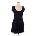 American Eagle Outfitters Casual Dress - Fit & Flare: Blue Tweed Dresses - Women's Size Medium
