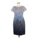 Talbots Casual Dress - Sheath Scoop Neck Short sleeves: Blue Ombre Dresses - Women's Size 8 Petite