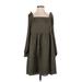 Ann Taylor LOFT Casual Dress - A-Line Square Long sleeves: Green Dresses - Women's Size Small