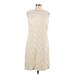 Donna Ricco Casual Dress - Mini Crew Neck Sleeveless: Ivory Chevron Dresses - Women's Size 12