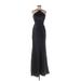 Xscape Cocktail Dress - A-Line Plunge Sleeveless: Black Print Dresses - Women's Size 8