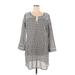 Old Navy Casual Dress - Shift Keyhole 3/4 sleeves: Gray Dresses - New - Women's Size X-Large