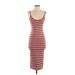 Wild Fable Casual Dress - Midi Scoop Neck Sleeveless: Burgundy Stripes Dresses - Women's Size X-Small